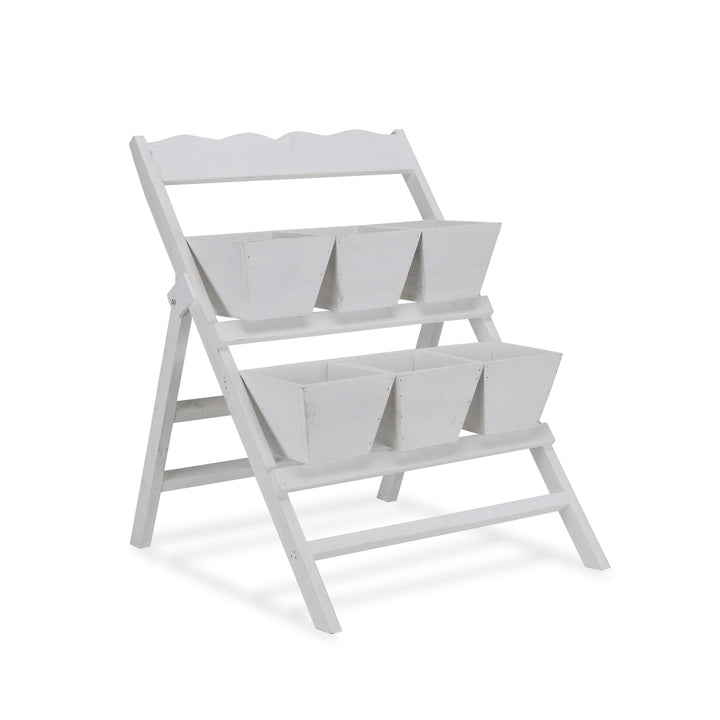 Emmeline 6 Slot Tiered Garden Stand - White CHEUNGS