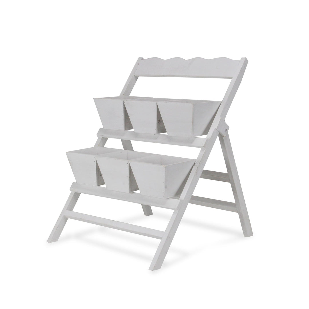 Emmeline 6 Slot Tiered Garden Stand - White CHEUNGS