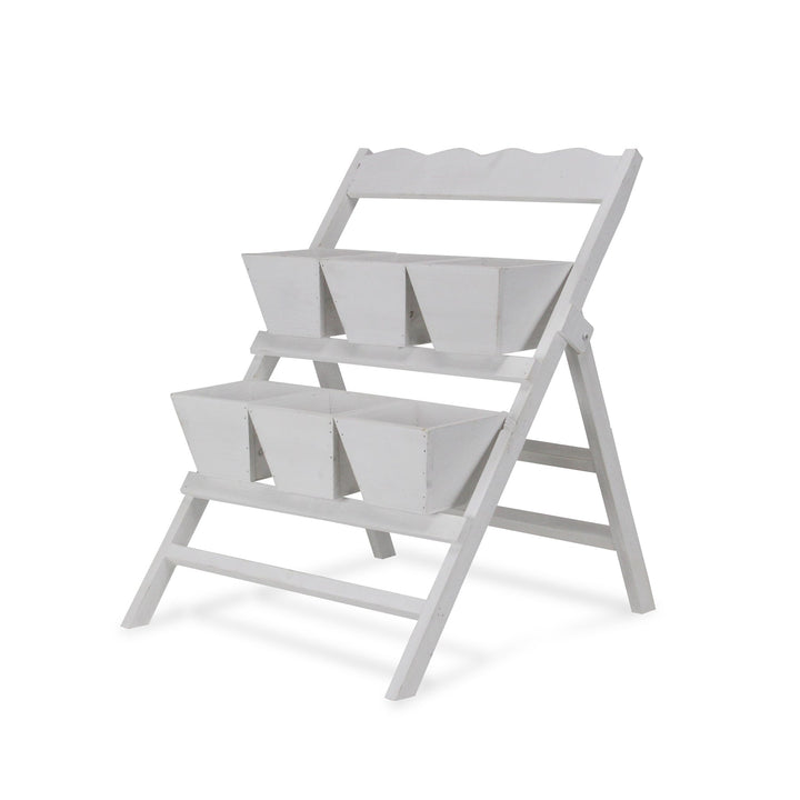 Emmeline 6 Slot Tiered Garden Stand - White CHEUNGS