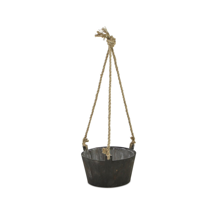 Calvin Round Wooden Rope Hung Planter CHEUNGS