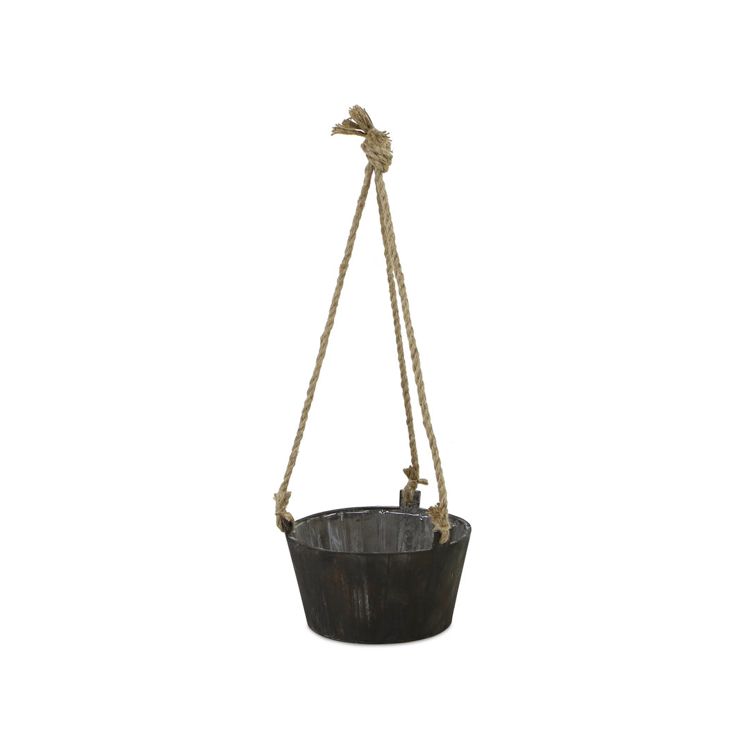 Calvin Round Wooden Rope Hung Planter CHEUNGS