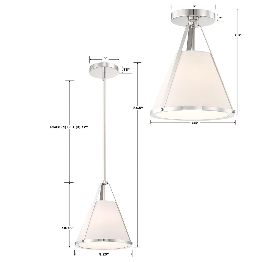 Fulton 1 Light Polished Nickel Pendant Crystorama