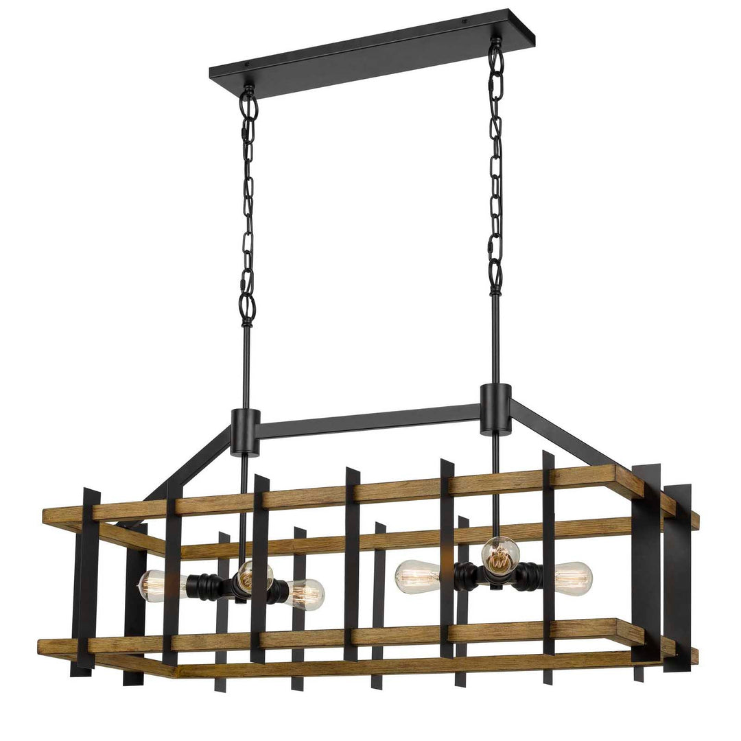 BRUCK 60W X 6 METAL/PINE WOOD ISLAND CHANDELIER  (EDISON BULBS NOT INCLUDED) Cal Lighting