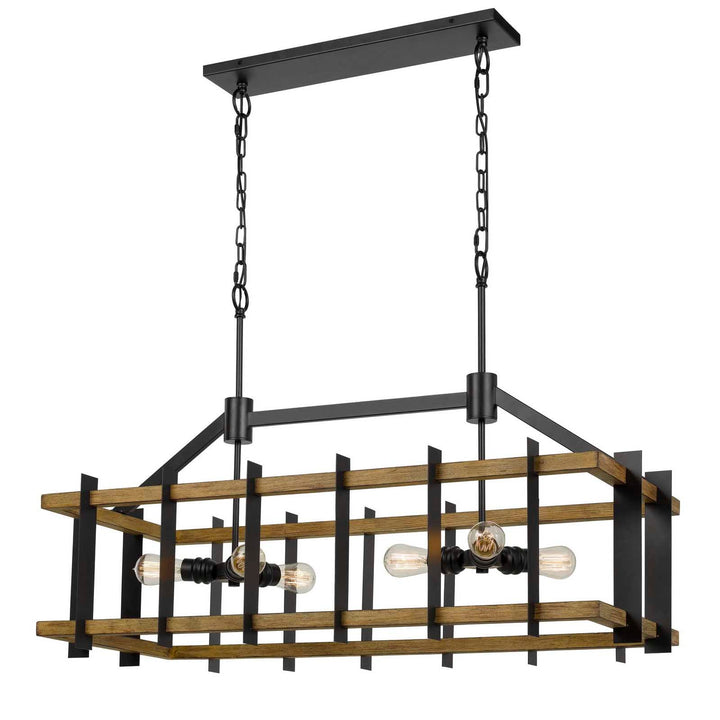 BRUCK 60W X 6 METAL/PINE WOOD ISLAND CHANDELIER  (EDISON BULBS NOT INCLUDED) Cal Lighting