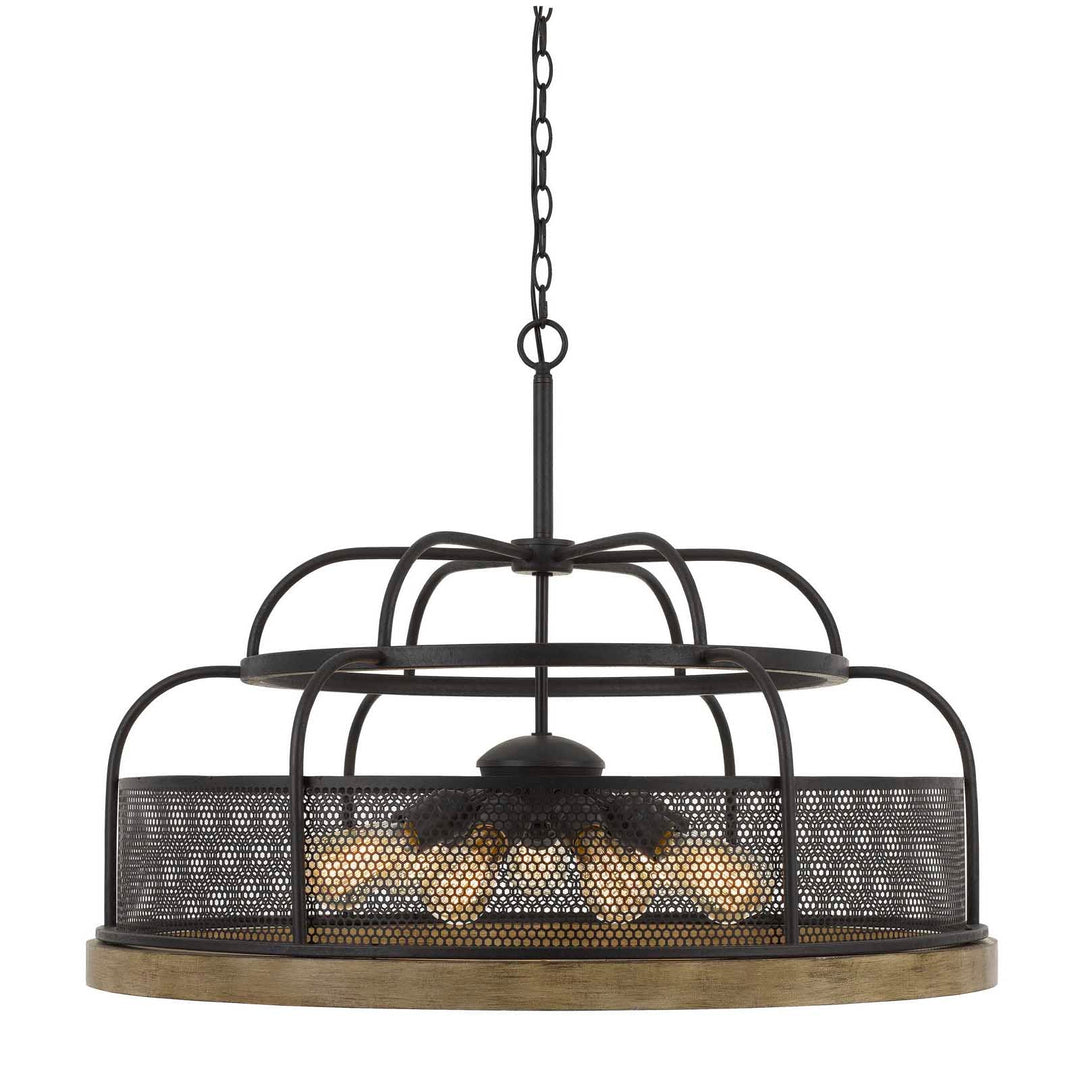 AKAKI 60W X 9 METAL/PINE WOOD CHANDELIER  (EDISON BULBS NOT INCLUDED) Cal Lighting