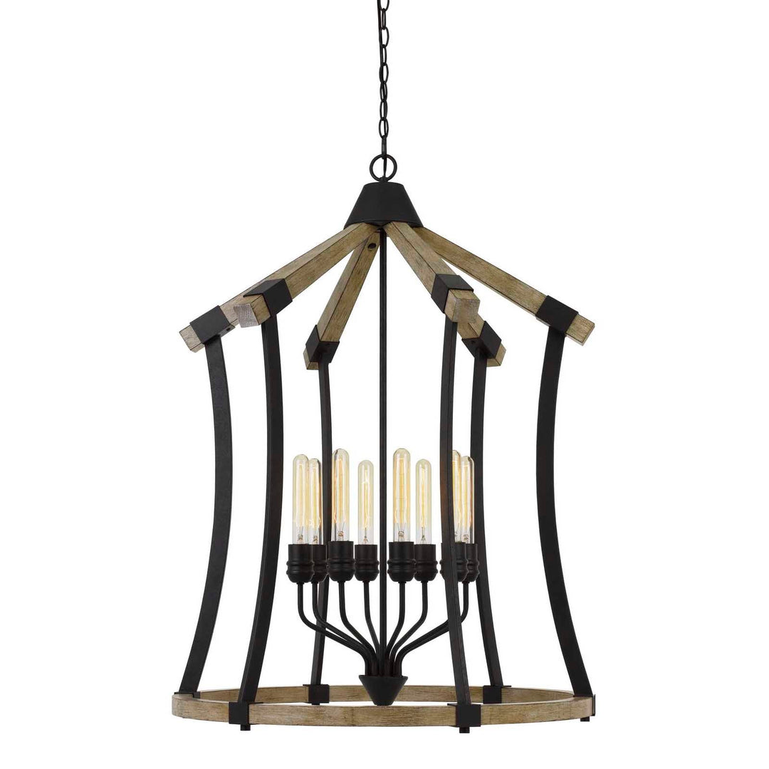 DALI 60W X 8 METAL/PINE WOOD CHANDELIER  (EDISON BULBS NOT INCLUDED) Cal Lighting