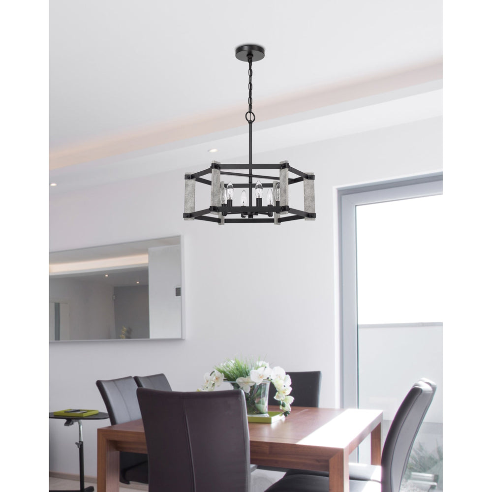 60W X 6 RUTLAND HAMMERED METAL CHANDELIER Cal Lighting