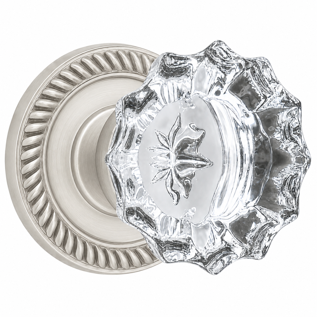 Georgian Roped Rosette Door Set with Fluted Crystal Door Knobs (Several Finishes Available)