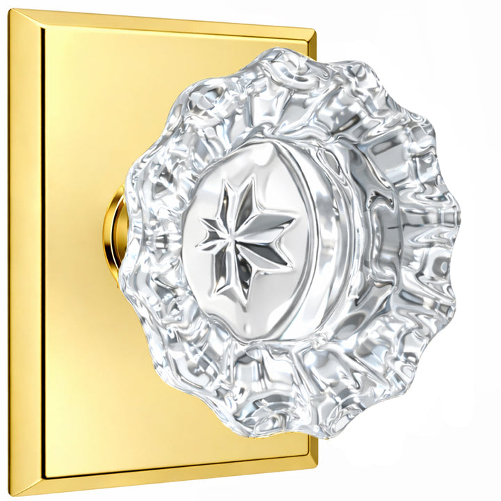 Magnifique® Rectangular Door Set with Crystal Fluted Knobs (Several Finishes Available)