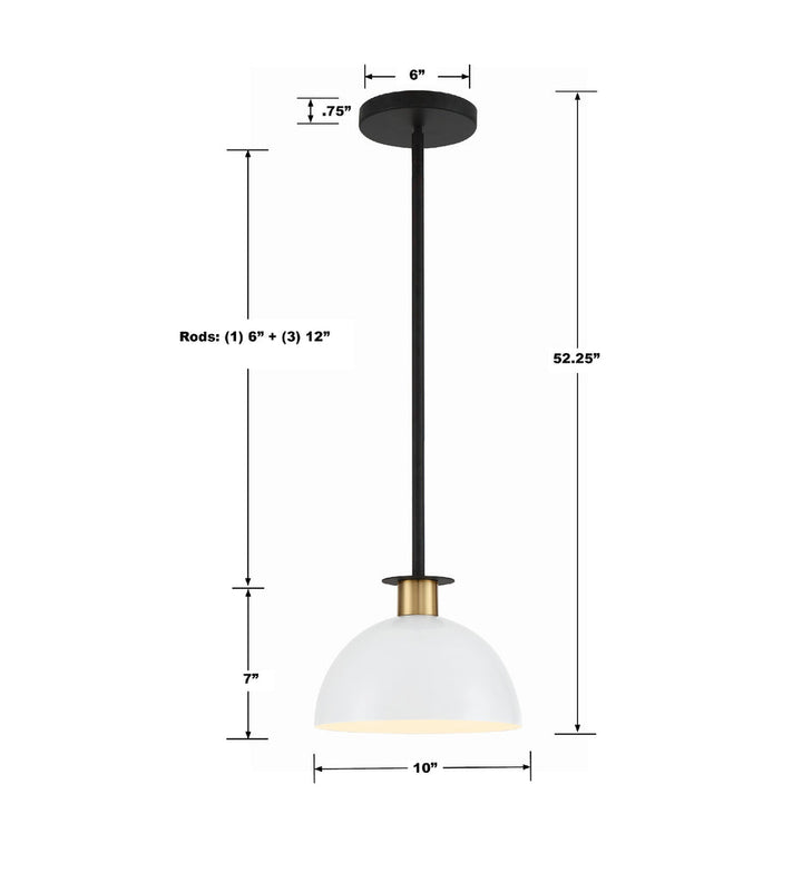 Gigi 1 Light Black + Aged Brass Mini Pendant Crystorama