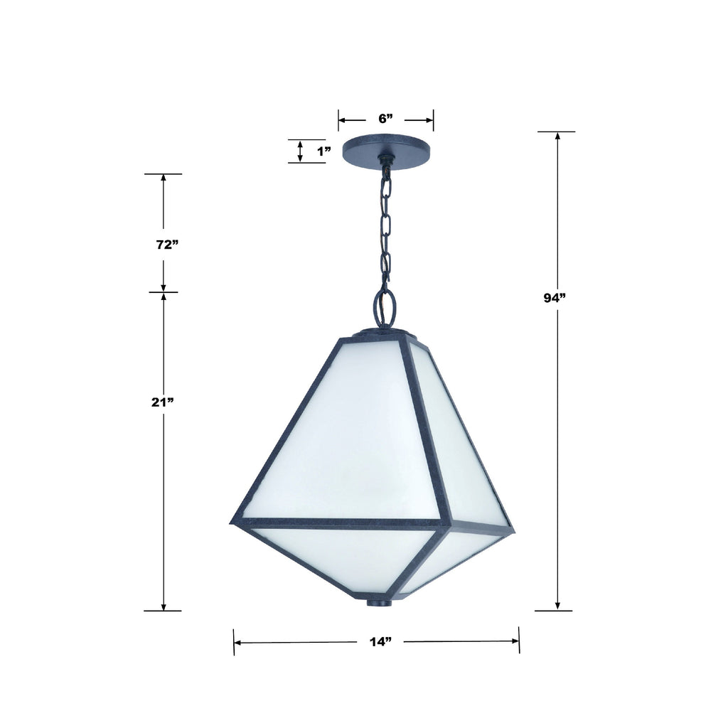 Brian Patrick Flynn Glacier 3 Light Black Charcoal Outdoor Pendant Crystorama