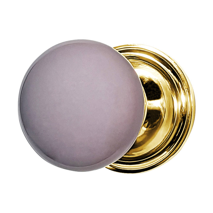 Gray Porcelain Door Knob Set – Traditional Rosette – Solid Brass Base – Multiple Finishes