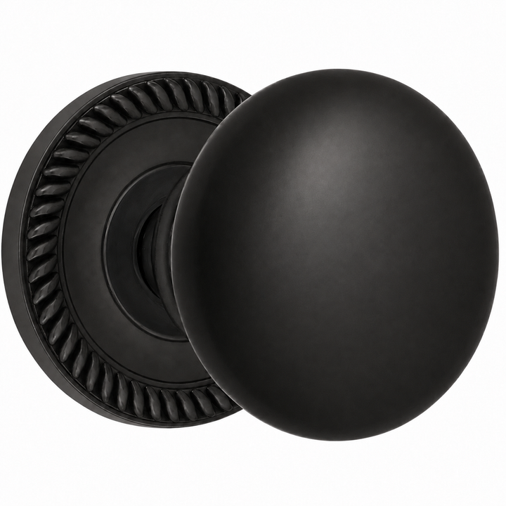 Georgian Roped Rosette Door Set with Black Porcelain Door Knobs (Several Finishes Available)