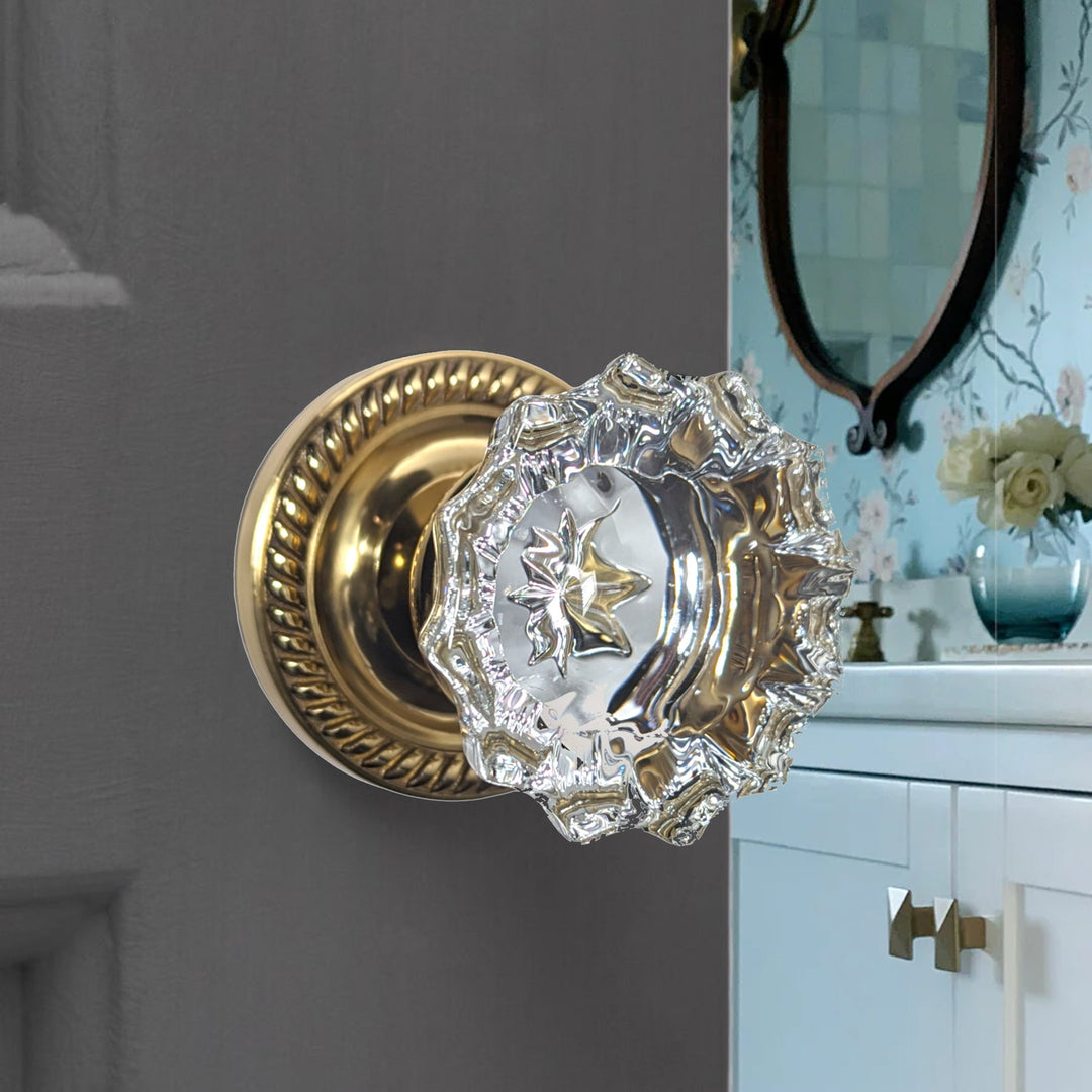 Georgian Roped Rosette Door Set with Fluted Crystal Door Knobs (Several Finishes Available) COPPER MOUNTAIN HARDWARE