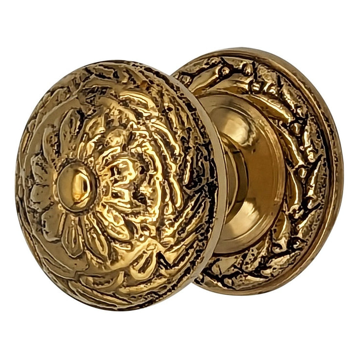 COPPER MOUNTAIN HARDWARE Ornate Floral Round Solid Brass Cabinet & Furniture Knob