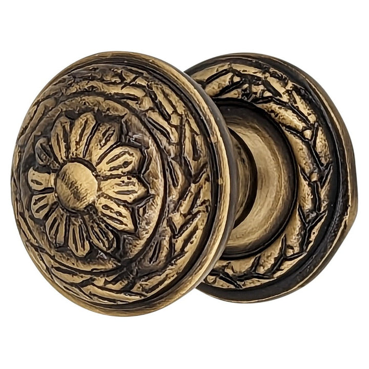 COPPER MOUNTAIN HARDWARE Ornate Floral Round Solid Brass Cabinet & Furniture Knob