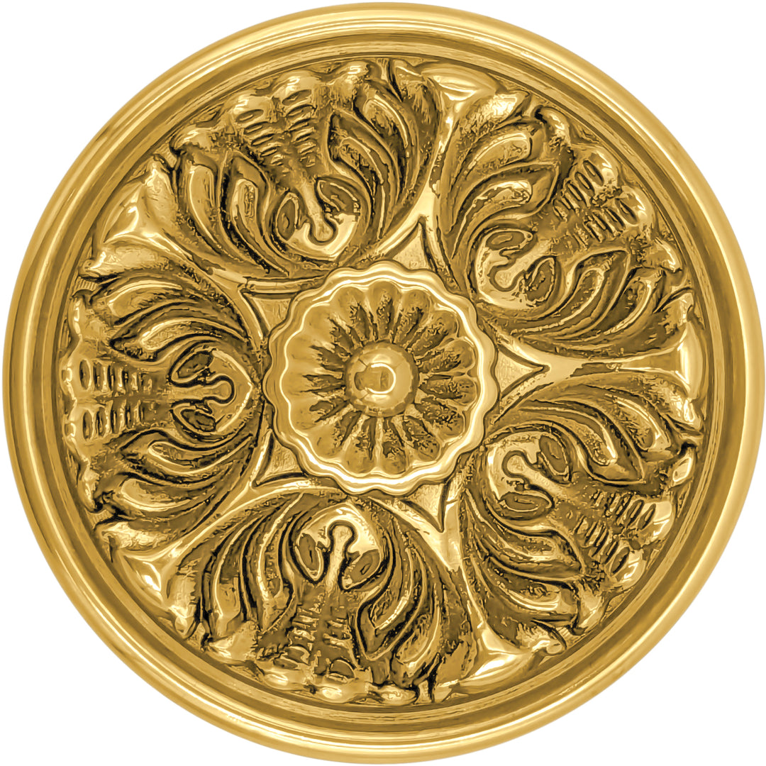 2 Inch Solid Brass Victorian Floral Cabinet & Furniture Knob (Several Finishes Available)
