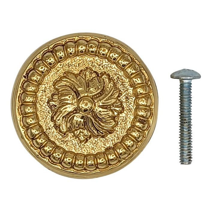 1 3/5 Inch Beaded Floral Cabinet Knob (Several Finishes Available) COPPER MOUNTAIN HARDWARE