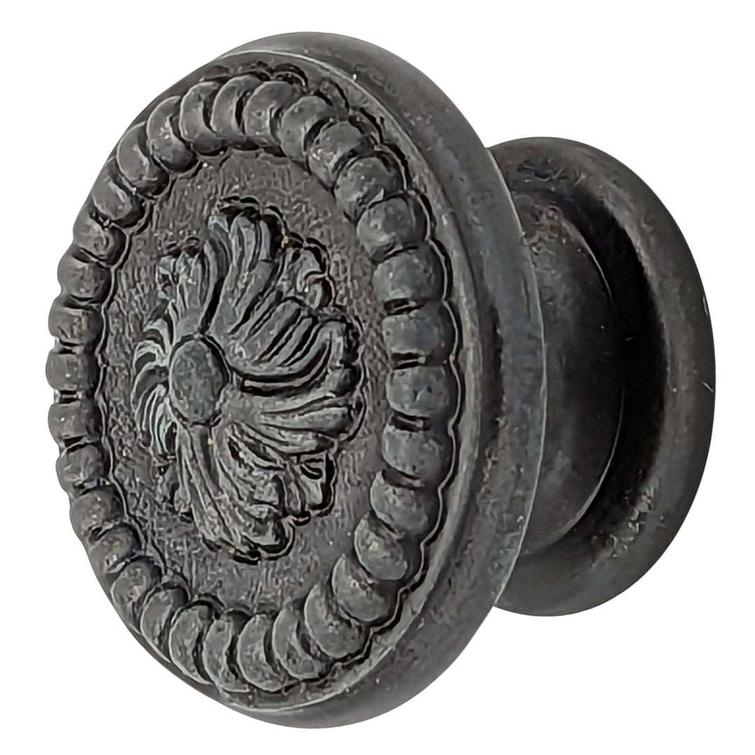 1 3/5 Inch Beaded Floral Cabinet Knob (Several Finishes Available) COPPER MOUNTAIN HARDWARE