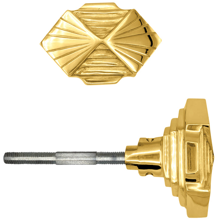 Art Deco Fanfare Solid Brass Spare Door Knob Set (Several Finishes Available)