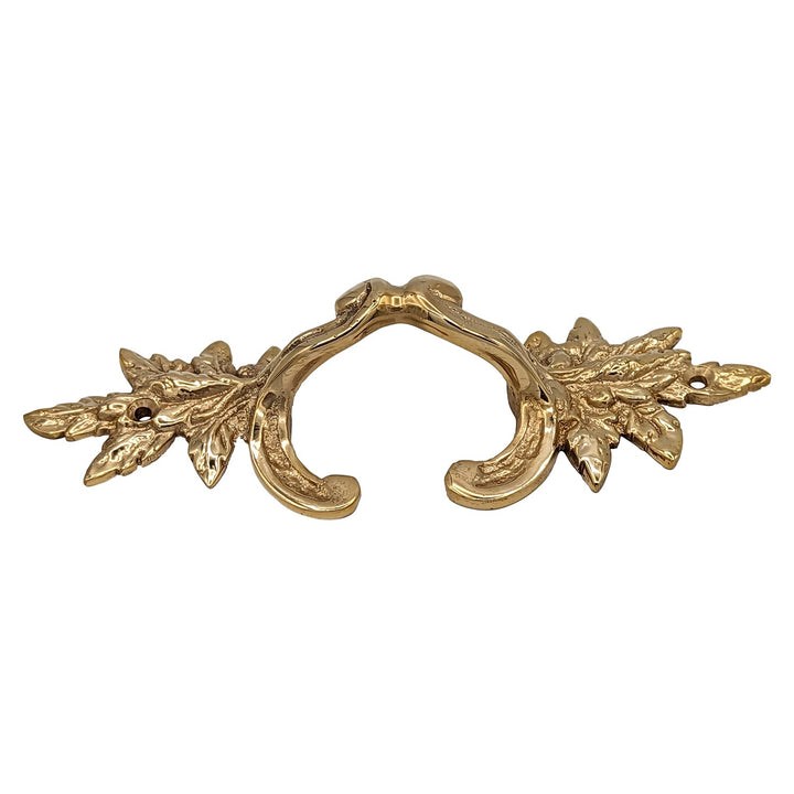 6 Inch (4 3/8 Inch C-C) Solid Brass Ornate French Leaves Pull COPPER MOUNTAIN HARDWARE