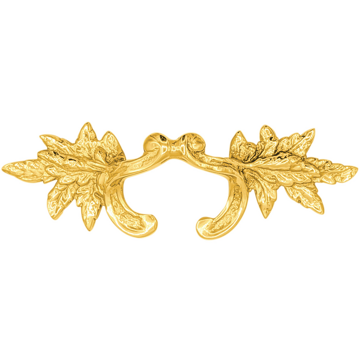 6 Inch (4 3/8 Inch C-C) Solid Brass Ornate French Leaves Pull