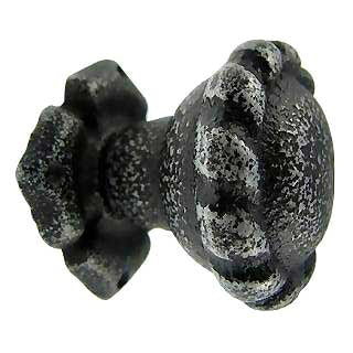 COPPER MOUNTAIN HARDWARE Black Wrought Iron Roped Cabinet & Furniture Knob With Back Plate