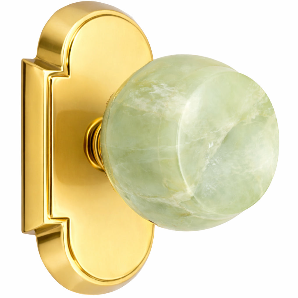 Magnifique® Arched Door Set with Green Jade Knobs (Several Finishes Available)