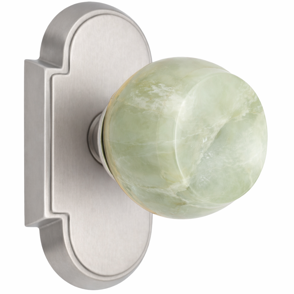 Magnifique® Arched Door Set with Green Jade Knobs (Several Finishes Available)