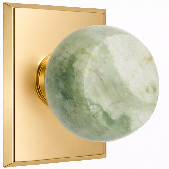 Magnifique® Rectangular Door Set with Green Jade Knobs (Several Finishes Available)