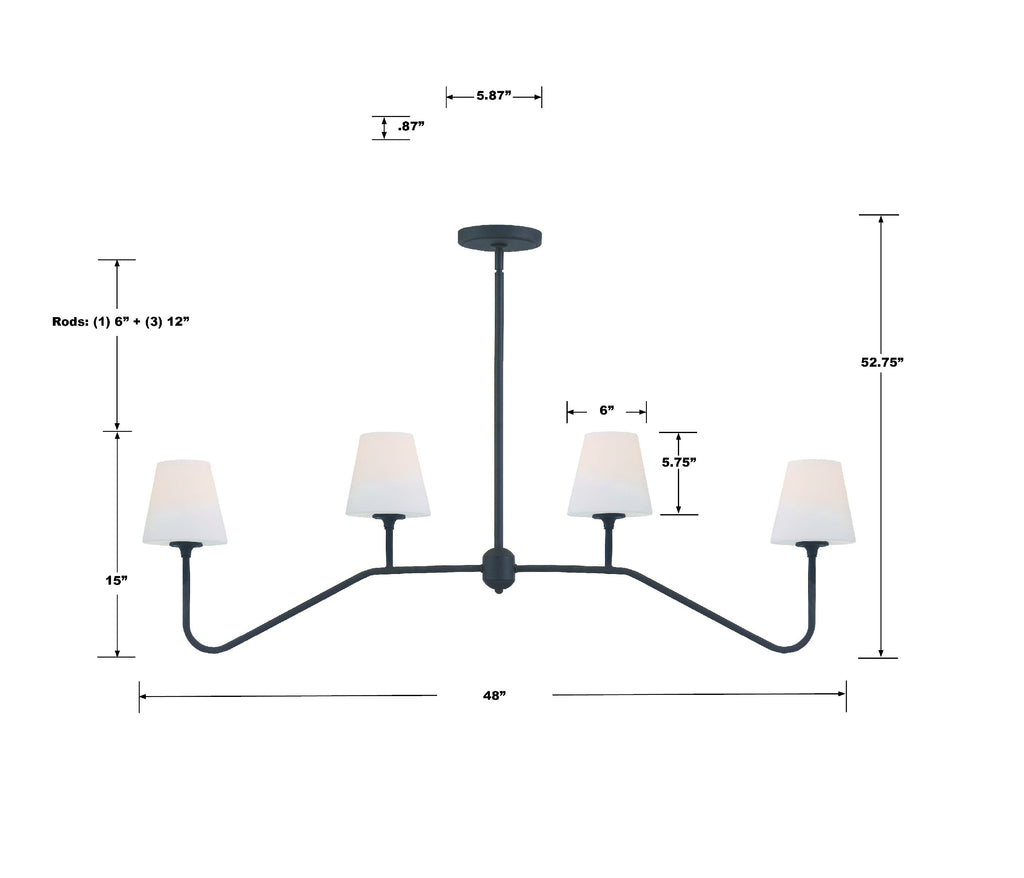 Crystorama Crystorama Keenan 4 Light Black Forged Chandelier