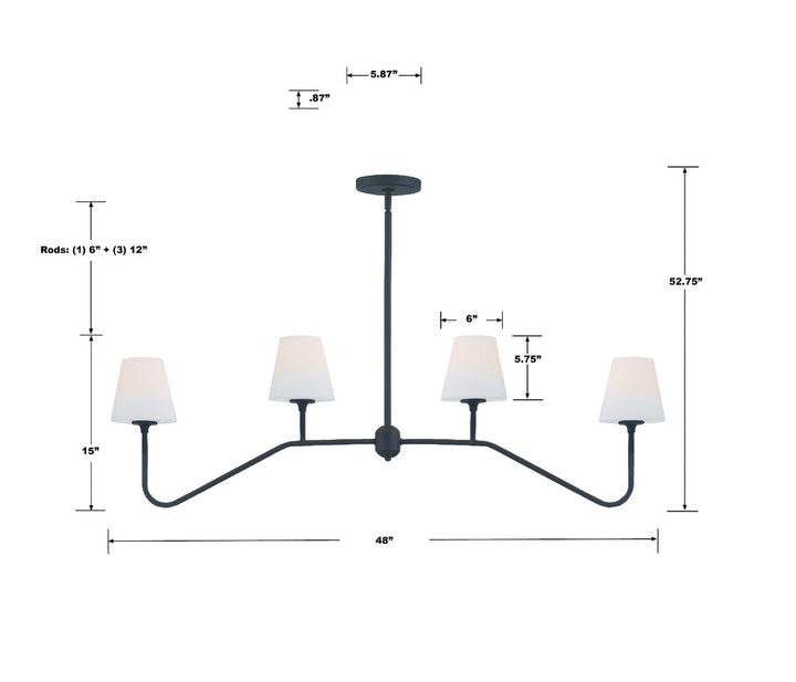 Crystorama Crystorama Keenan 4 Light Black Forged Chandelier