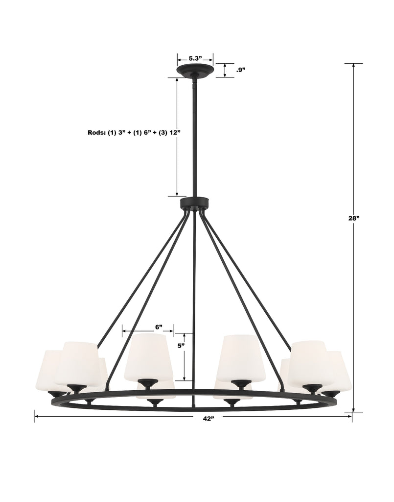Crystorama Crystorama Keenan 10 Light Matte Black Chandelier