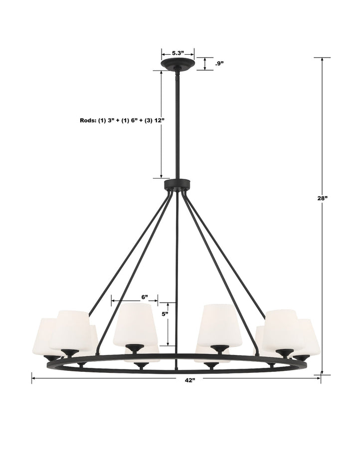 Crystorama Crystorama Keenan 10 Light Matte Black Chandelier