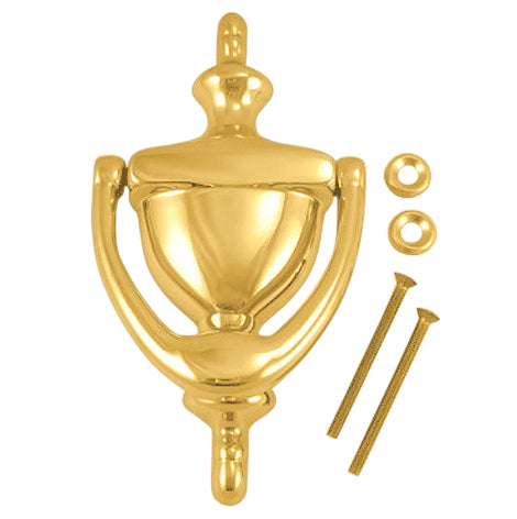 5 7/8 Inch (4 Inch c-c) Solid Brass Traditional Door Knocker (Polished Brass Finish)