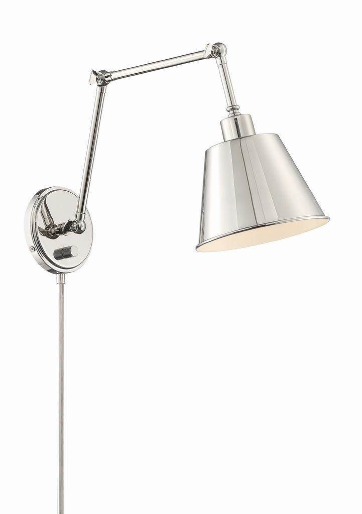 Crystorama Crystorama Mitchell 1 Light Polished Nickel Task Sconce