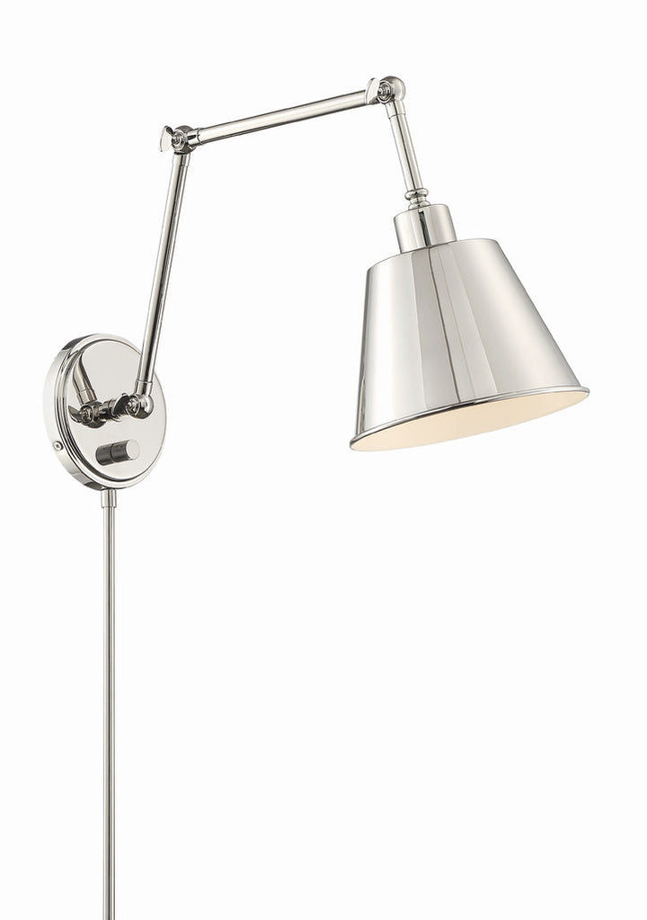 Crystorama Crystorama Mitchell 1 Light Polished Nickel Task Sconce