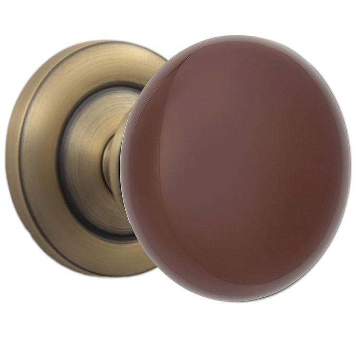Magnifique® Classic Door Set with Brown Porcelain Knobs (Several Finishes Available)