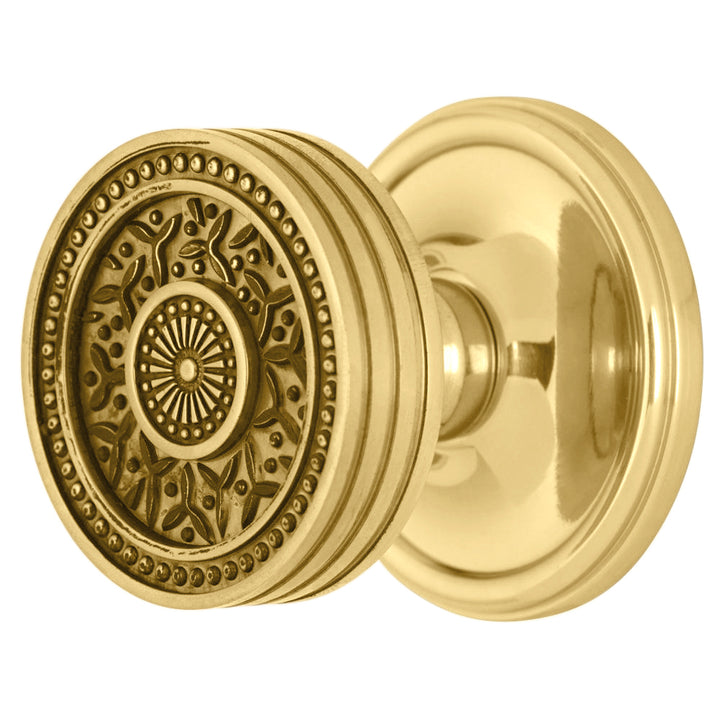 Traditional Rosette Door Set with Rice Pattern Door Knobs (Several Finishes Available)