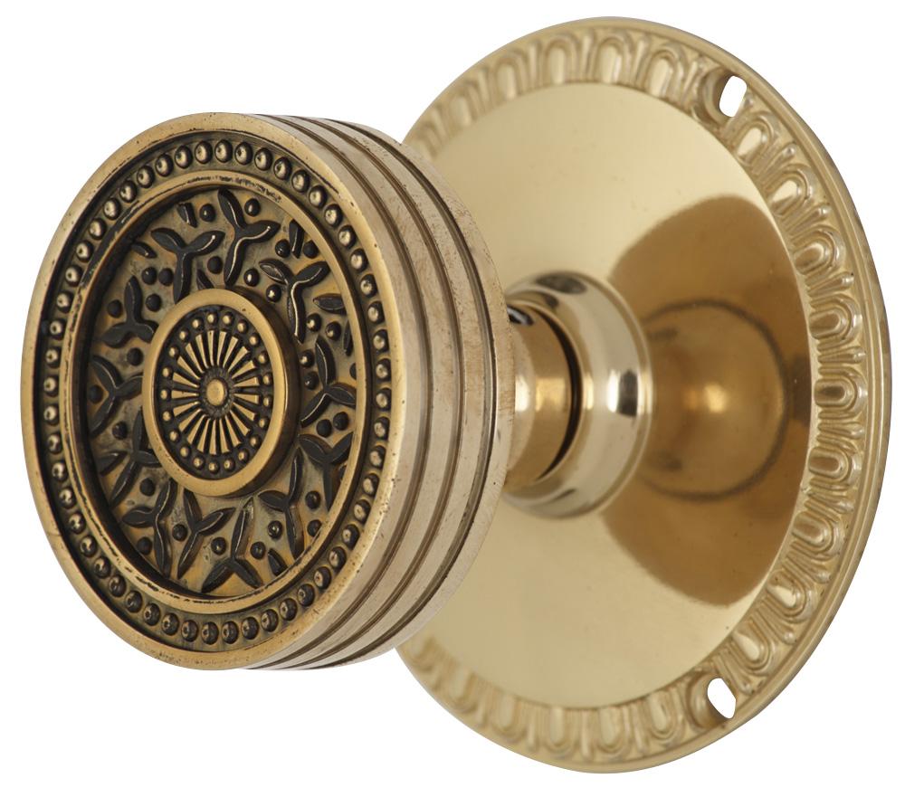 Egg & Dart Rosette Door Set with Rice Pattern Door Knobs (Several Finishes Available) COPPER MOUNTAIN HARDWARE