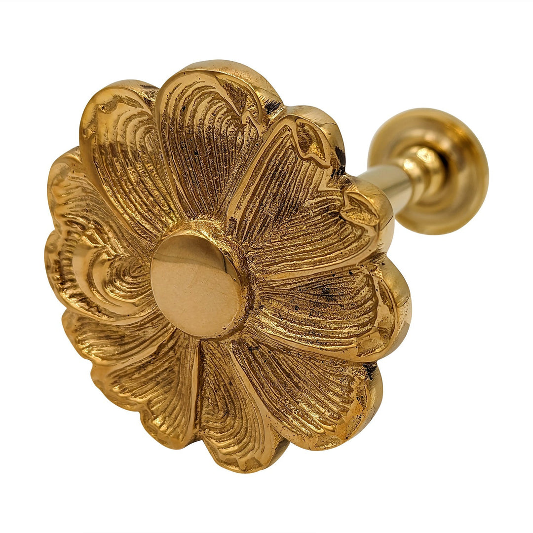 3 Inch Solid Brass Floral Curtain Tie Back (Polished Brass Finish) COPPER MOUNTAIN HARDWARE