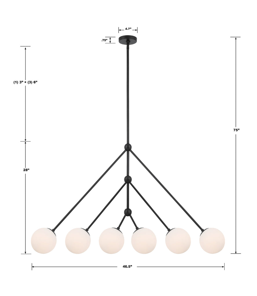 Crystorama Crystorama Omni 6 Light Matte Black Chandelier