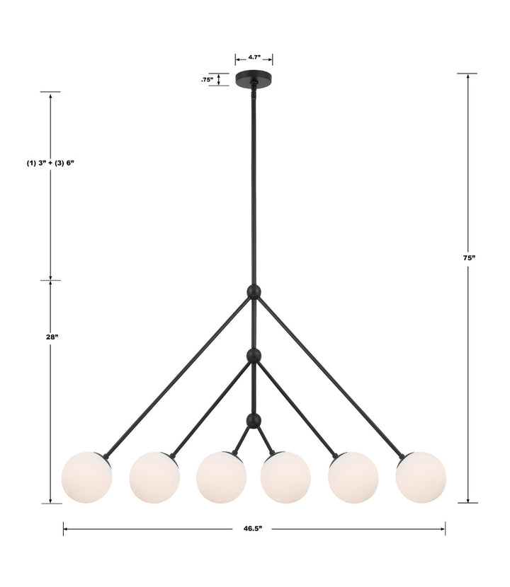 Crystorama Crystorama Omni 6 Light Matte Black Chandelier