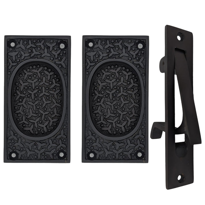 COPPER MOUNTAIN HARDWARE Rice Pattern Pocket Passage Style Door Set in Several Finishes