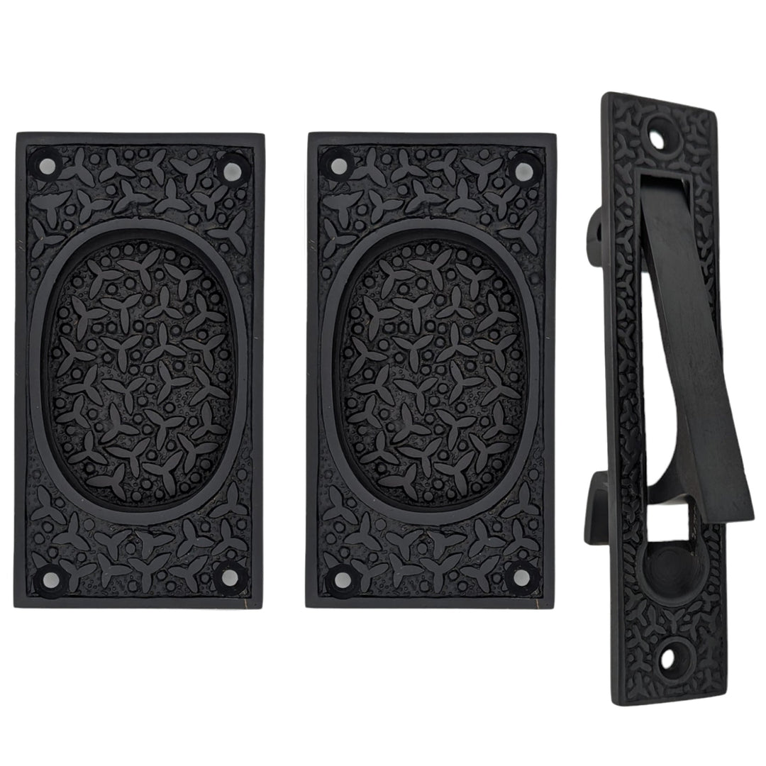 COPPER MOUNTAIN HARDWARE Rice Pattern Pocket Passage Style Door Set in Several Finishes