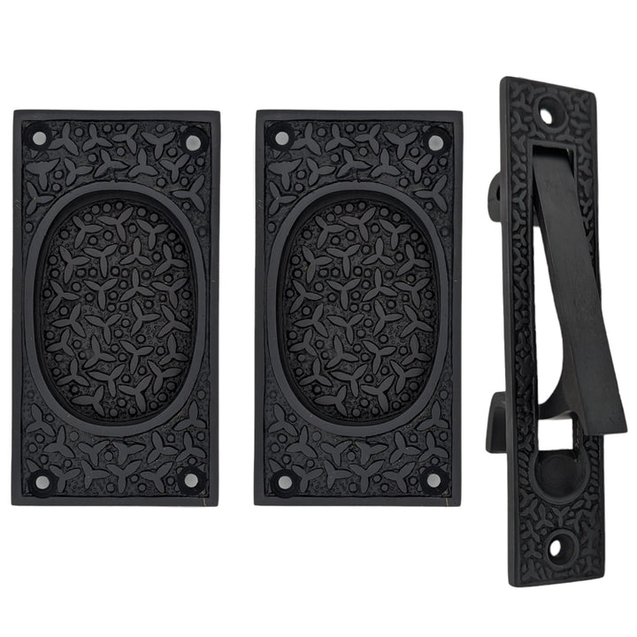 COPPER MOUNTAIN HARDWARE Rice Pattern Pocket Passage Style Door Set in Several Finishes