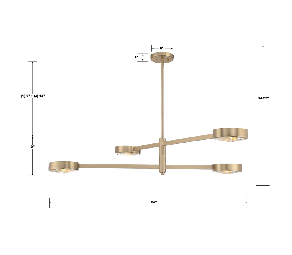 Crystorama Crystorama Orson 4 Light Modern Gold Chandelier