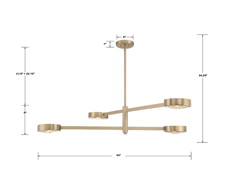 Crystorama Crystorama Orson 4 Light Modern Gold Chandelier