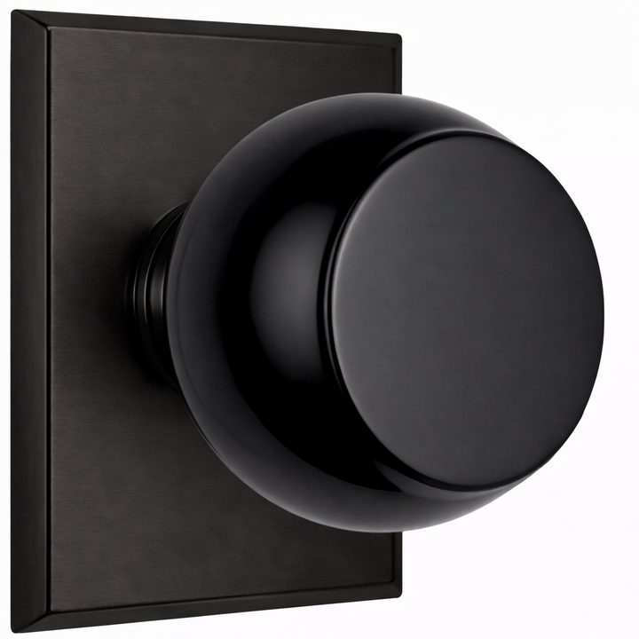 Magnifique® Rectangular Door Set with Black Obsidian Knobs (Several Finishes Available)
