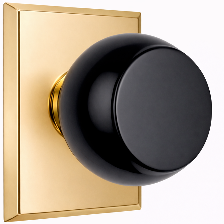 Magnifique® Rectangular Door Set with Black Obsidian Knobs (Several Finishes Available)
